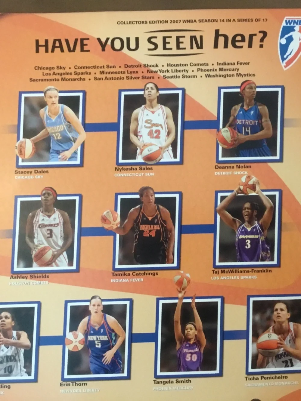 WNBA Collectors 2007 Edition Card #14 in a series of 17 Have You Seen Her?